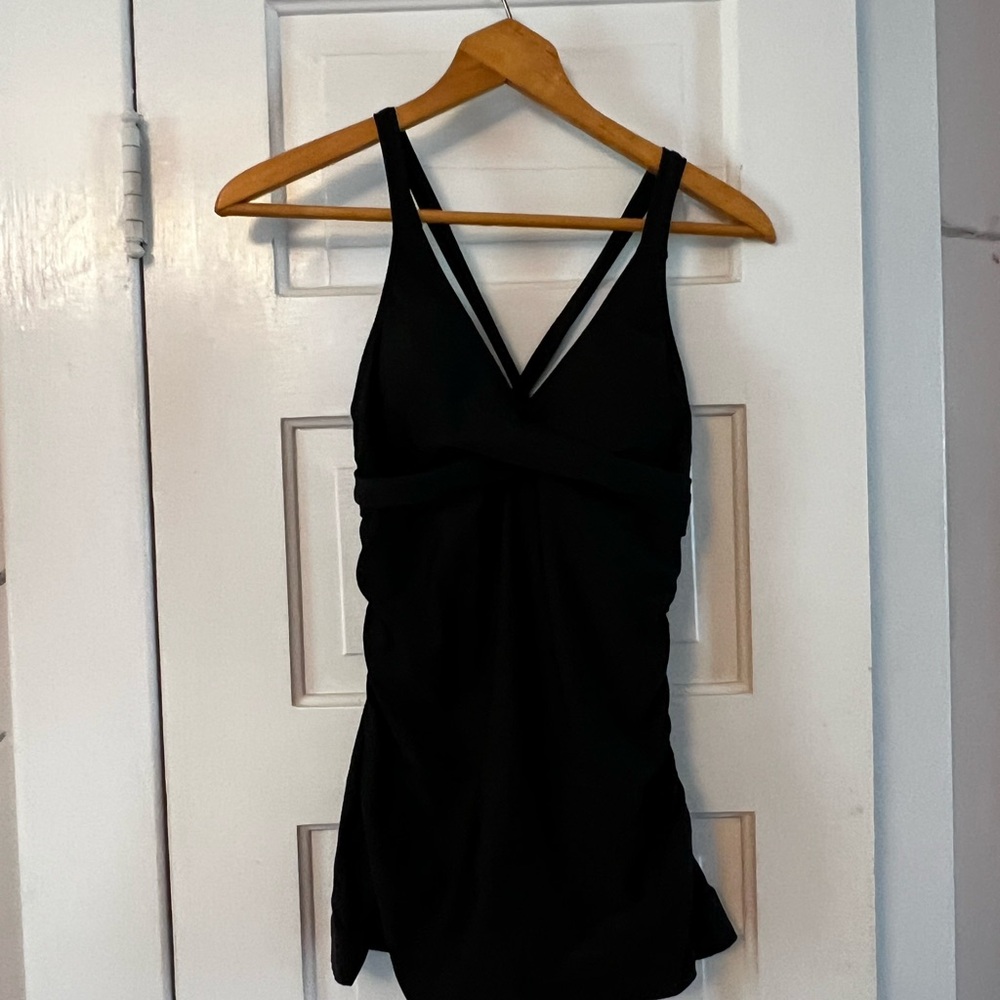 Deep V Cross-Back Ruched One-Piece Swimsuit NBW